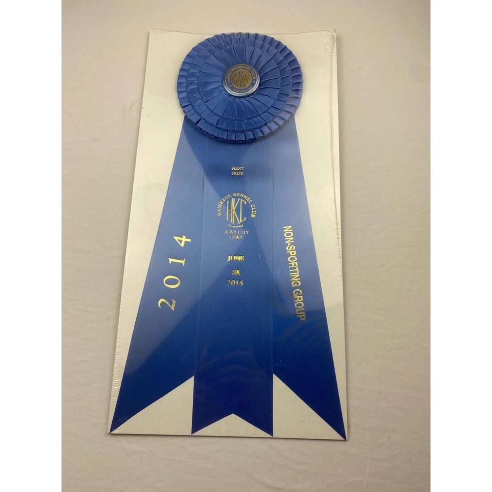 AKC Dog Show Ribbon 2014 Hawkeye Kennel Club First Prize Non-Sporting Group Blue